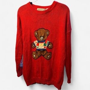 Westbound Vibrant Red Sweater with Bear Motif
